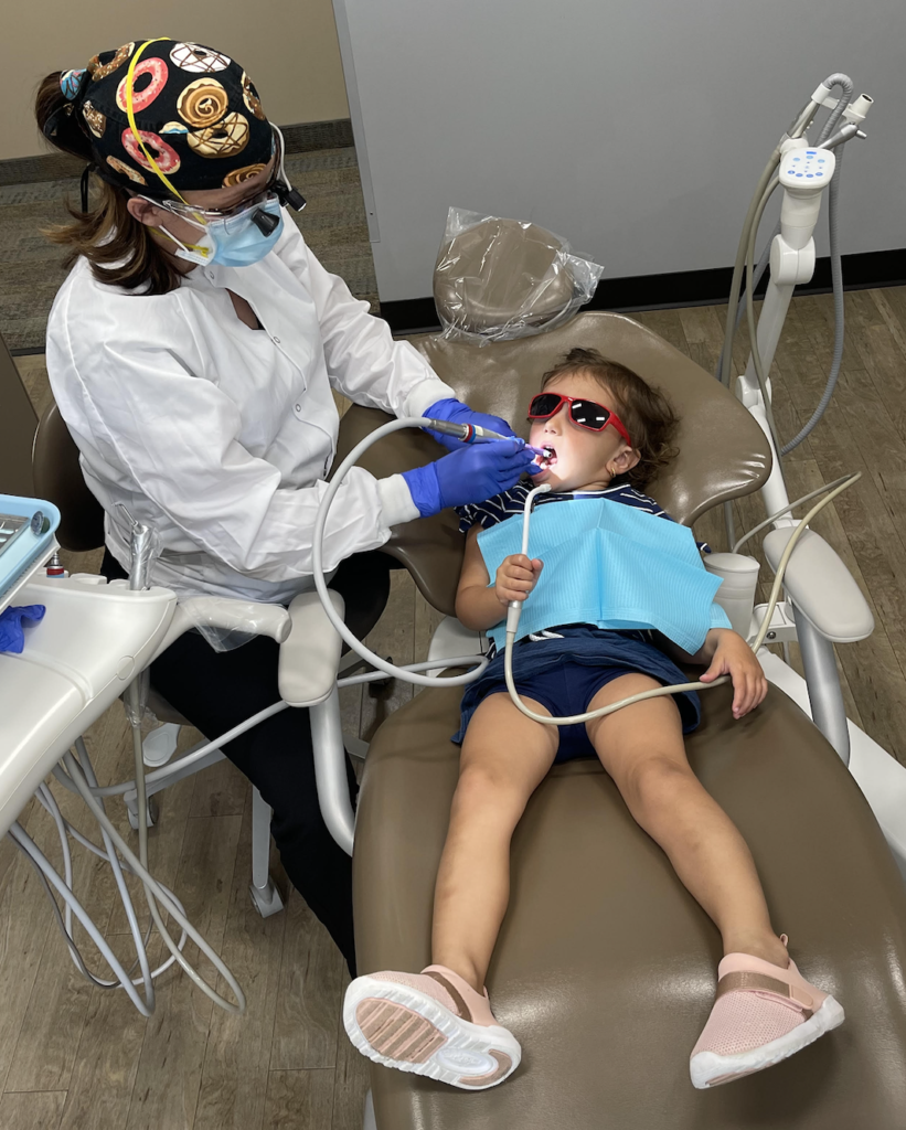 little girl getting an exam